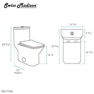 Swiss Madison Piazza One-Piece 1.11.6 GPF Dual Flush Square Toilet in Glossy White Seat Included SM-1T256HD