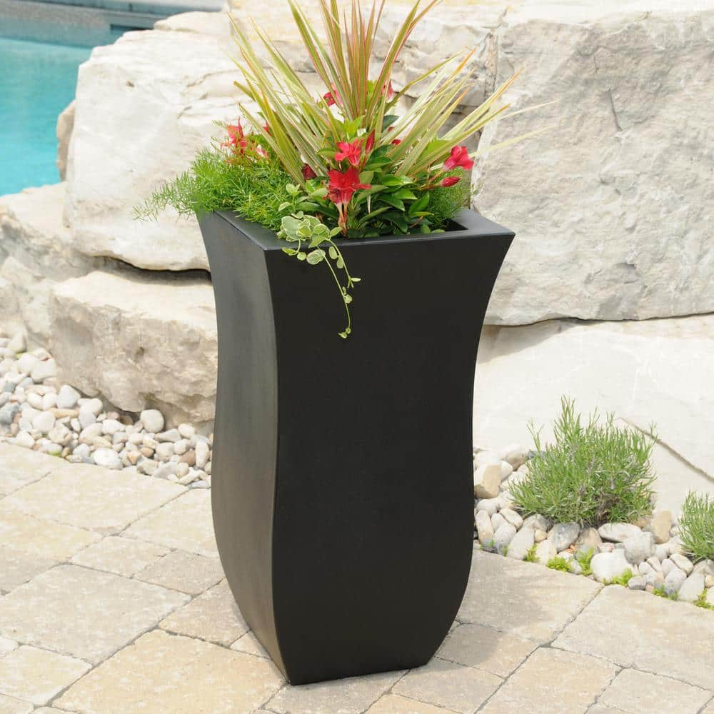 Mayne Valencia 30 in. Tall Black Polyethylene Planter 5874-B