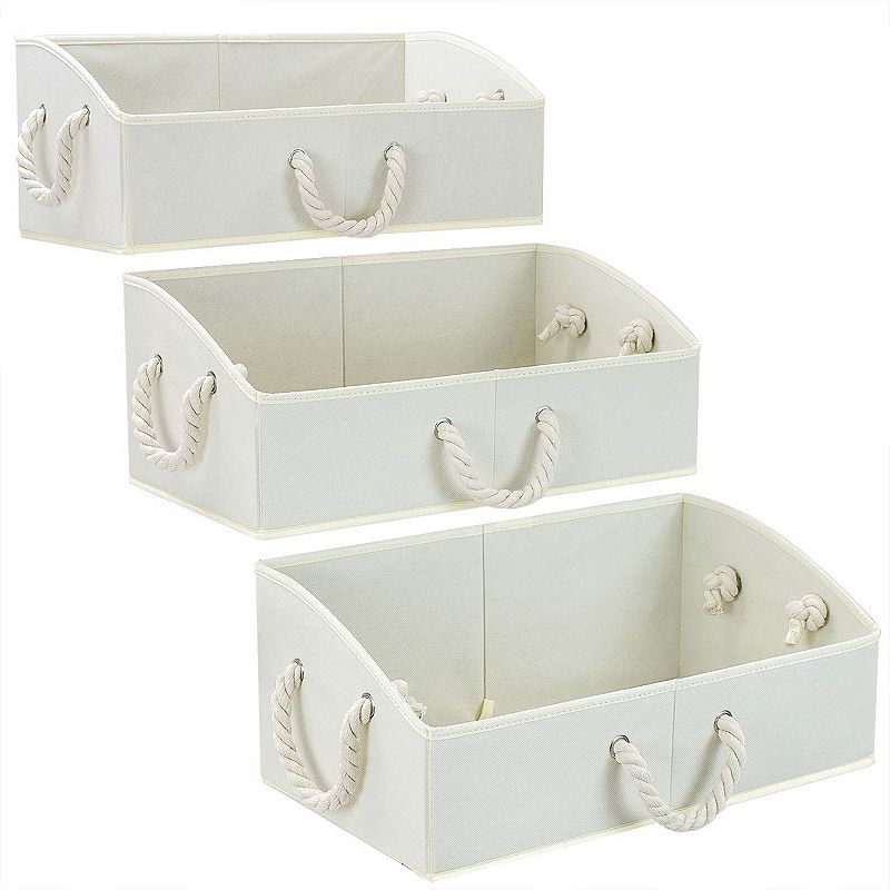 Sorbus Set of 3 Non-Woven Storage Boxes with Cotton Rope