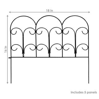 Sunnydaze Decor Victorian 18 in. W x 16 in. H Steel Wire Garden Fence (5-Pack) HMI-615