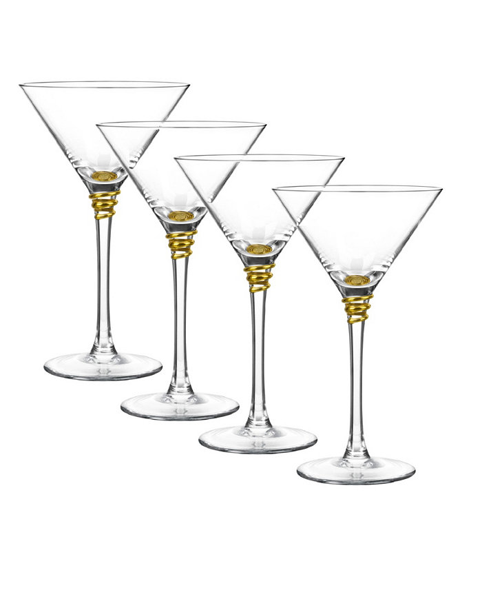 Qualia Glass Helix Gold Martini Glasses Set Of 4