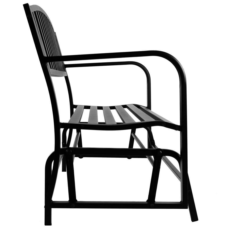 Ultimate Patio 50-Inch Black Steel Patio Glider Bench