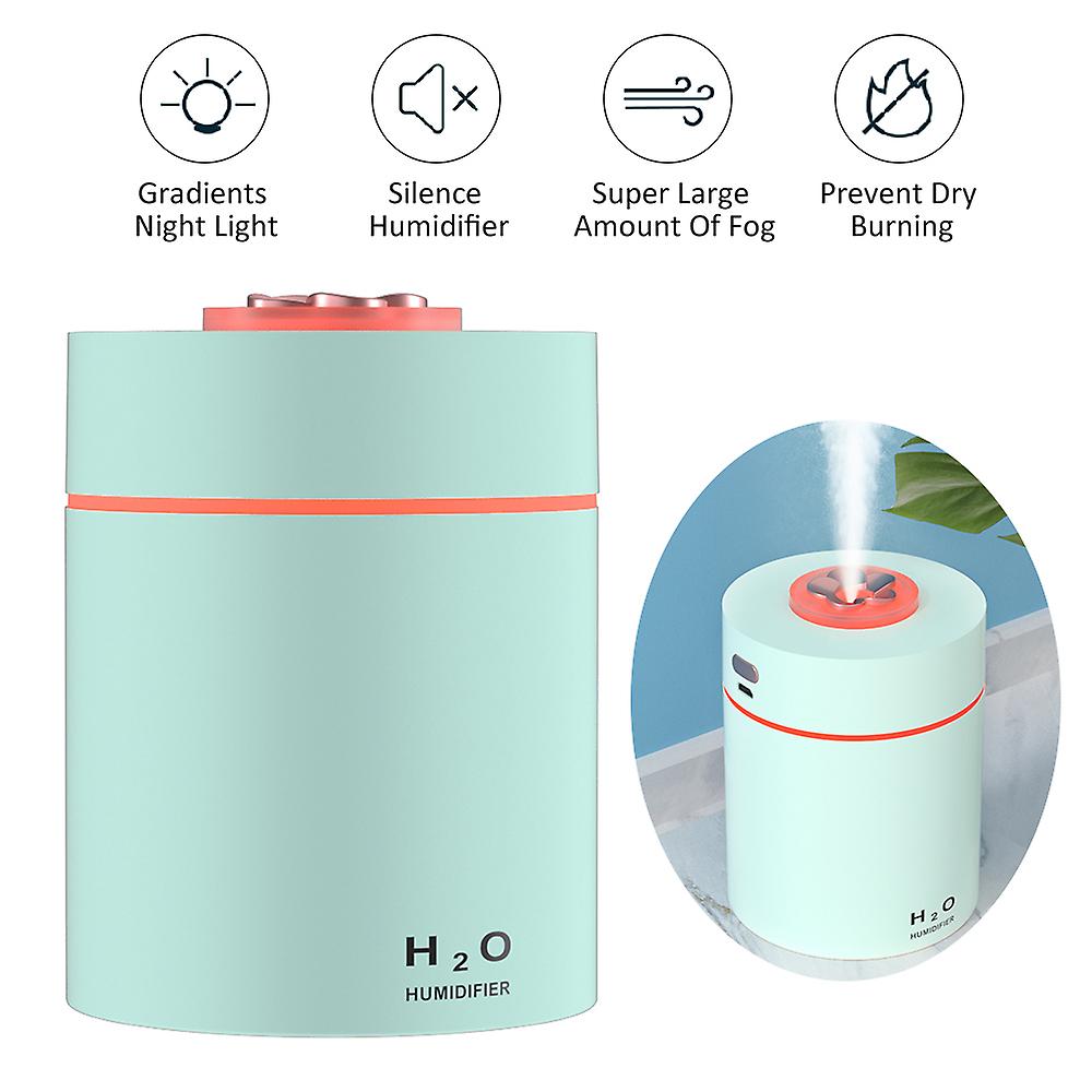 Green Mini Humidifier Mist Air Purifier Quite Auto Shut-off Usb Powered With Led Night Light Portable Humidifiers For Car Home Office