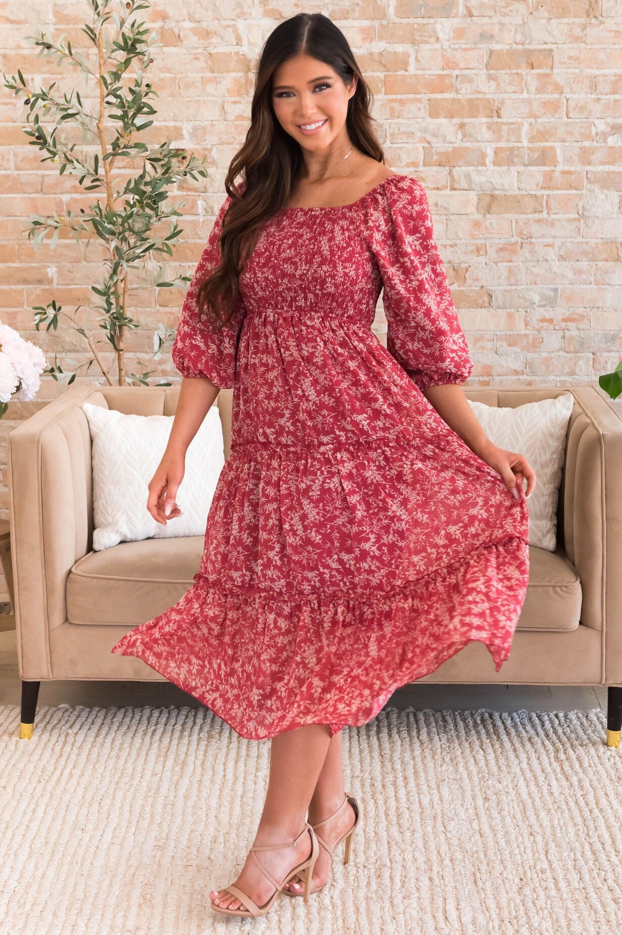 Greta Apple Plain Layered Dress