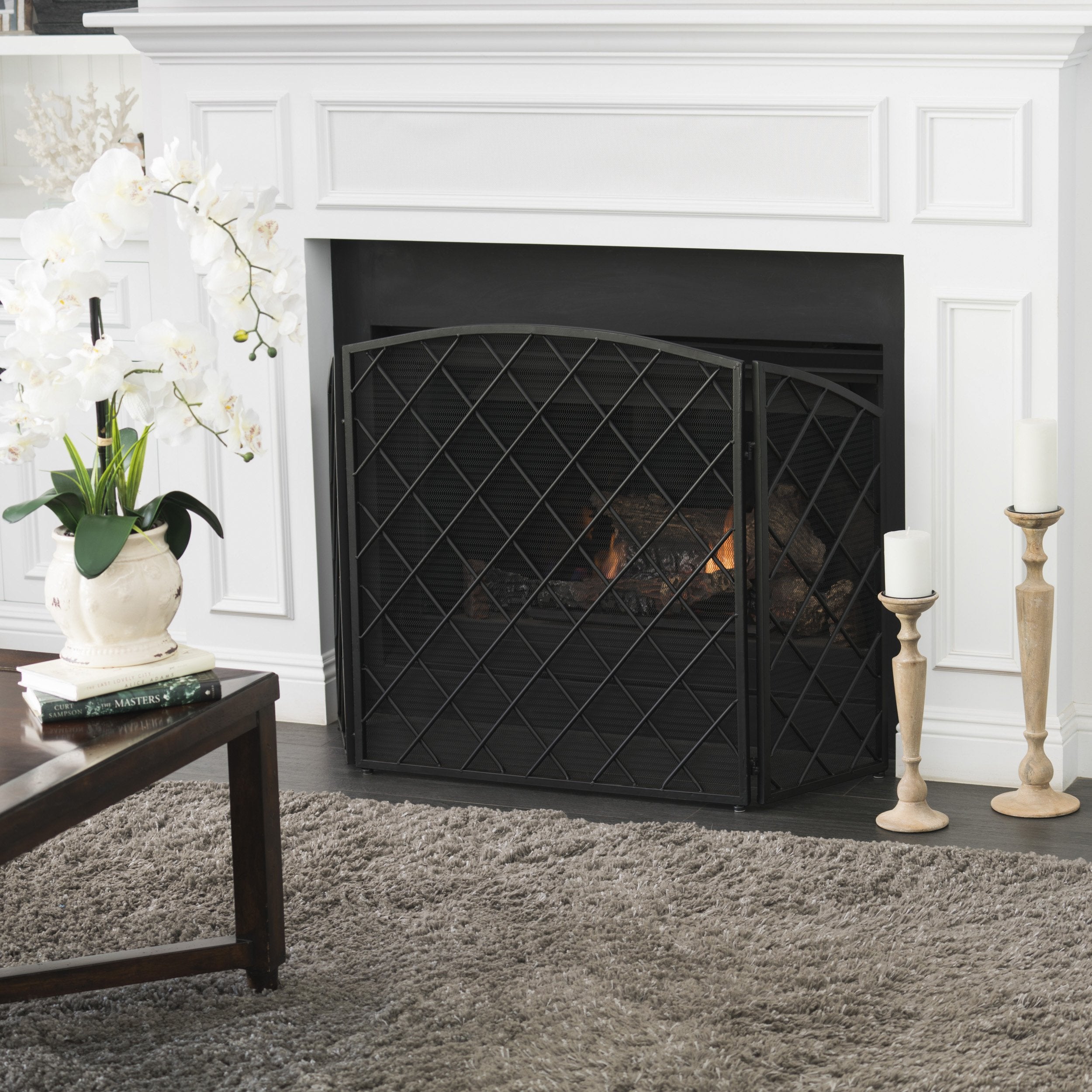 Angella 3 Panelled Iron Fireplace Screen