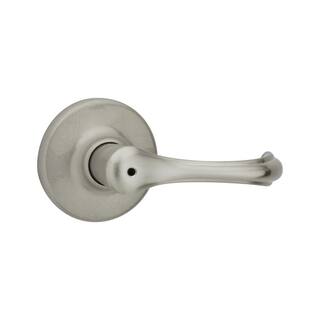 Kwikset Dorian Satin Nickel Privacy BedBath Door Handle with Microban Antimicrobial Technology and Lock 300DNL 15 6AL R