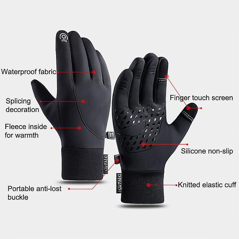 Winter Ski Gloves Men Cycling Bike Women Thermal Fleece Cold Wind Waterproof Touch Screen Bicycle Warm Running Skiing Mitten