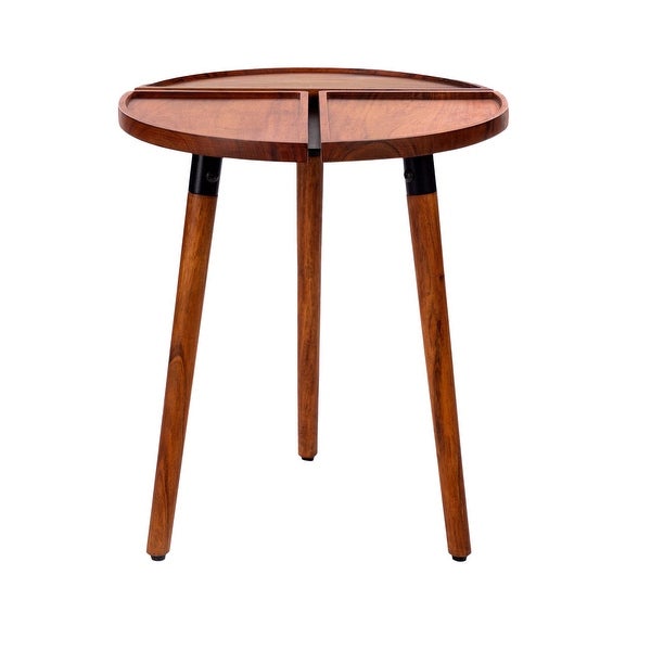 Warm Brown 18 Inch Round Acacia Wood Side Accent End Table