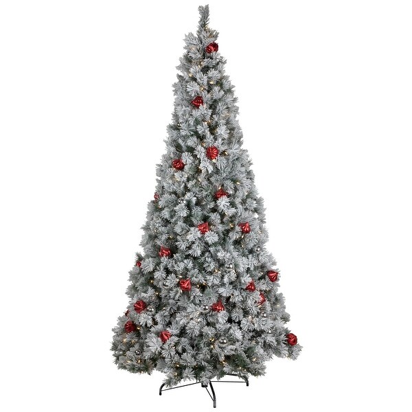 PreLit Snowy Bristle Pine Artificial Christmas Tree Warm White LED Lights