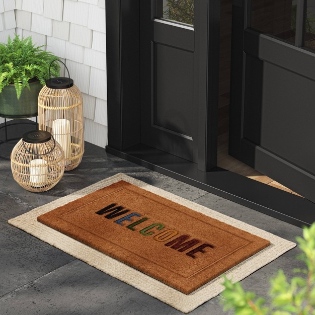 x27 welcome x27 Coir Doormat Multi natural