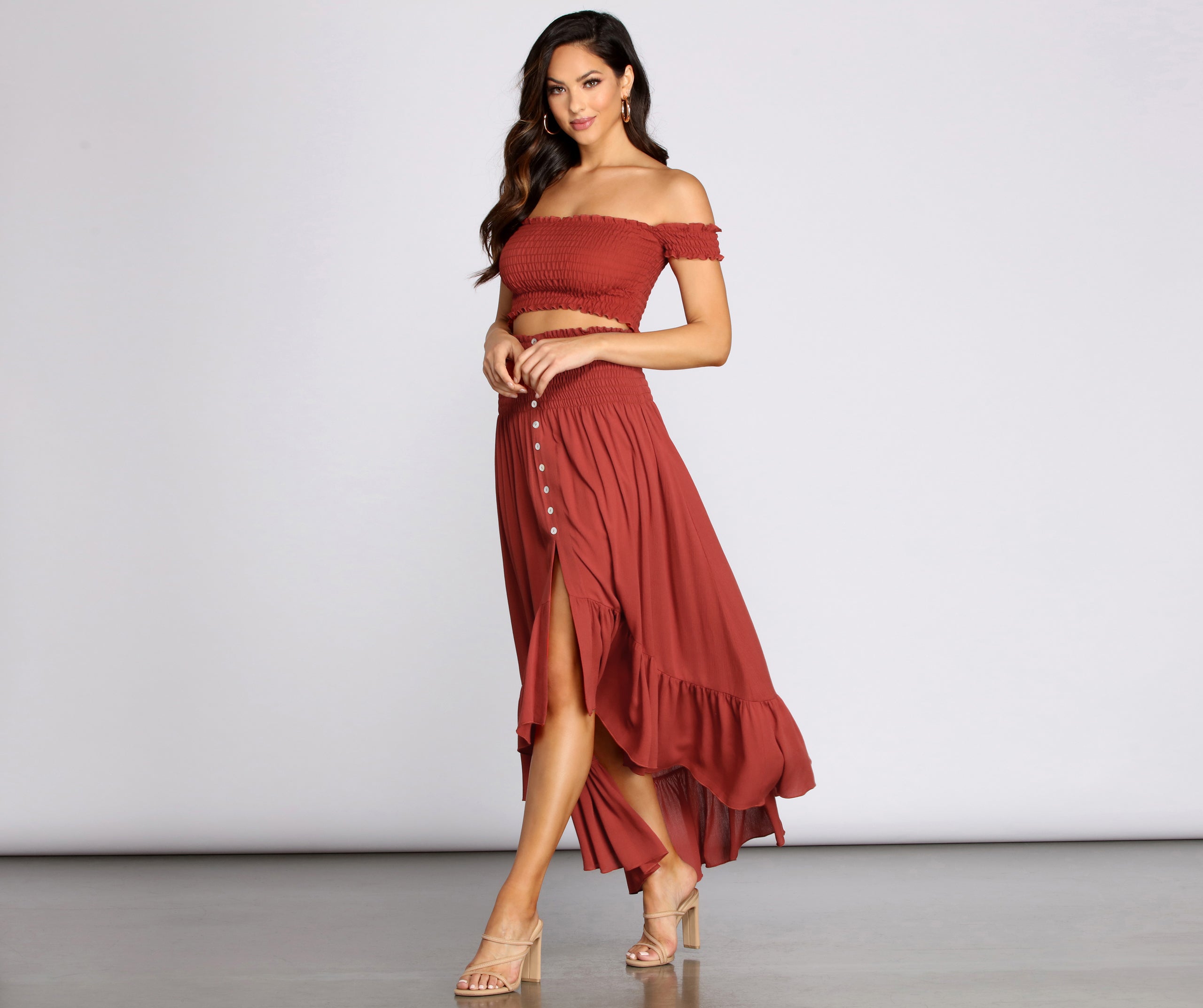 Dreamy Boho Ruffle Hem Maxi Skirt