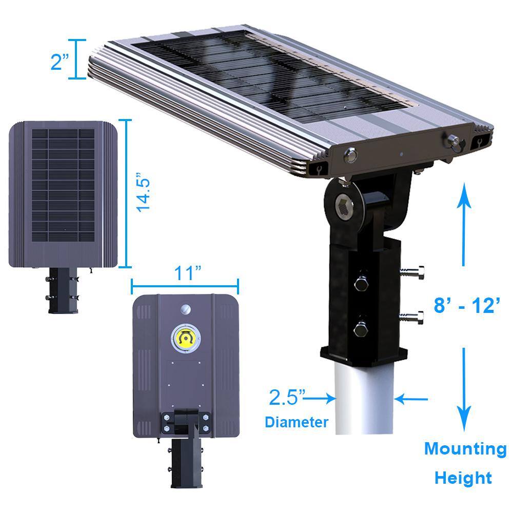 eLEDing Solar Power SMART LED Street Light for Commercial and Residential Parking Lots Bike Paths Walkways Courtyard EE810W-SFBS