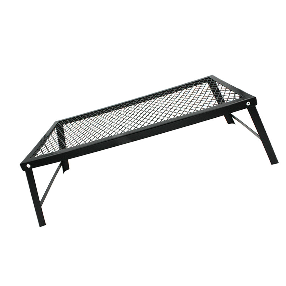 HOMEMAXS Iron Portable Spray Foldable Table for Camping Outdoor Activities Mesh Picnic Barbecue Desk ANti-rust Table (Black)