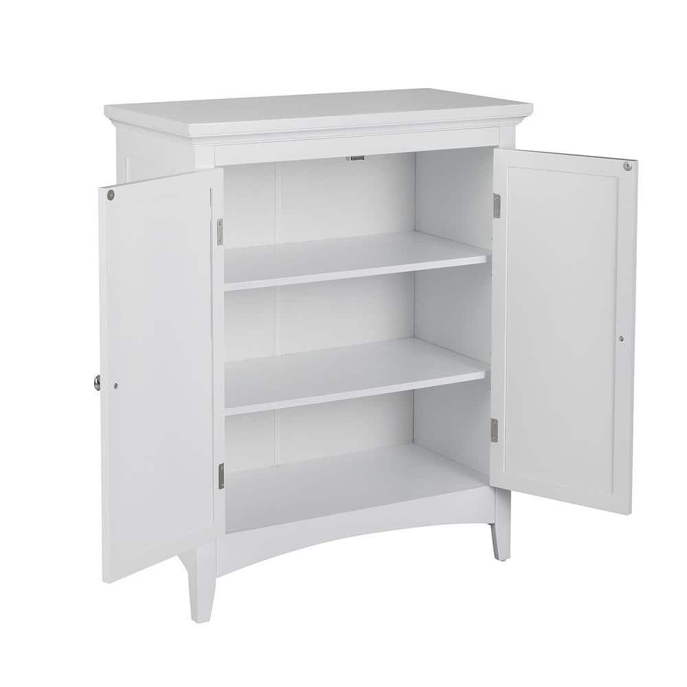 Teamson Home Simon 26 in W x 13 in D x 32 in H Bathroom Linen Storage Floor Cabinet with 2Shutter Doors in White