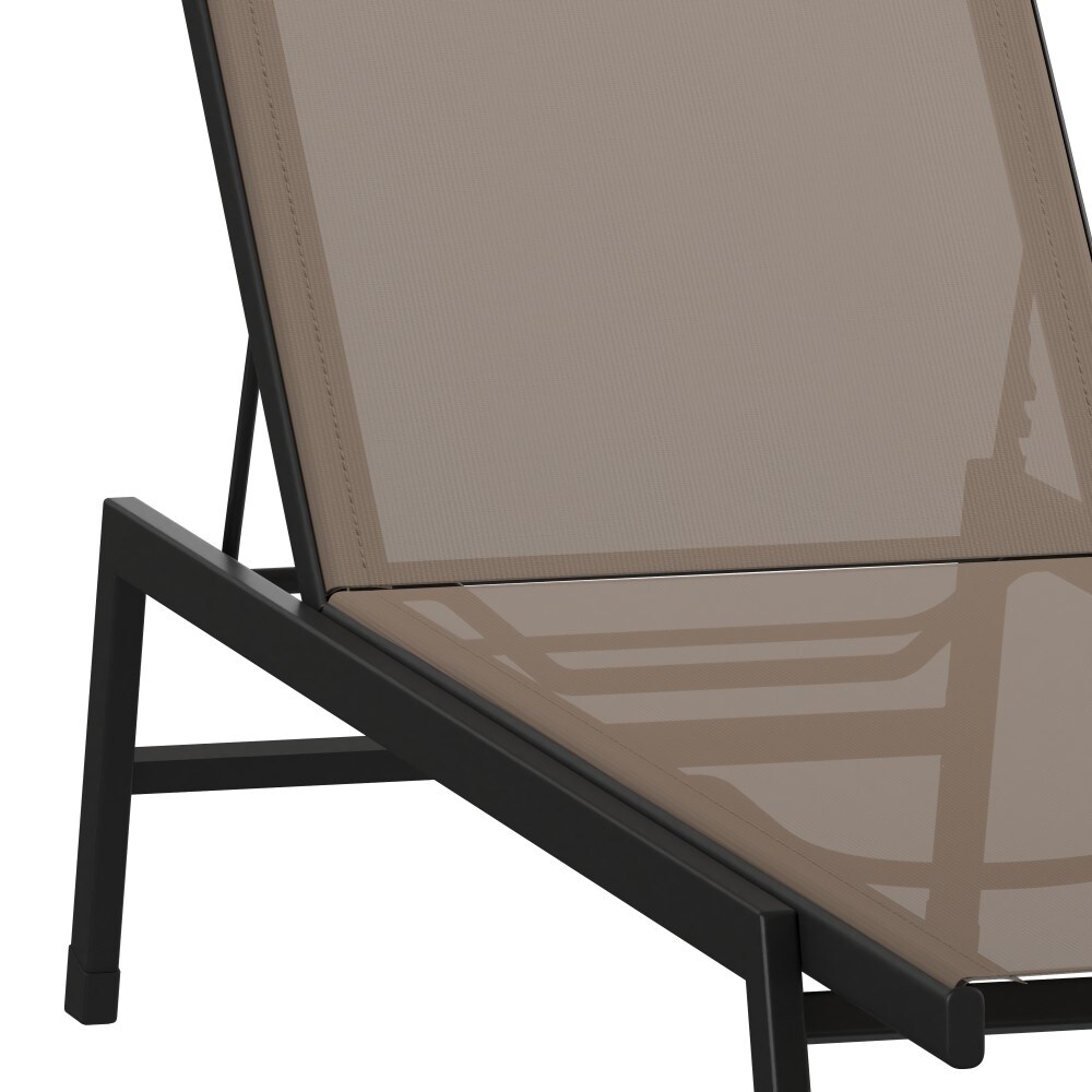 Weather Textilene Adjustable Chaise Lounge Chair with Arms