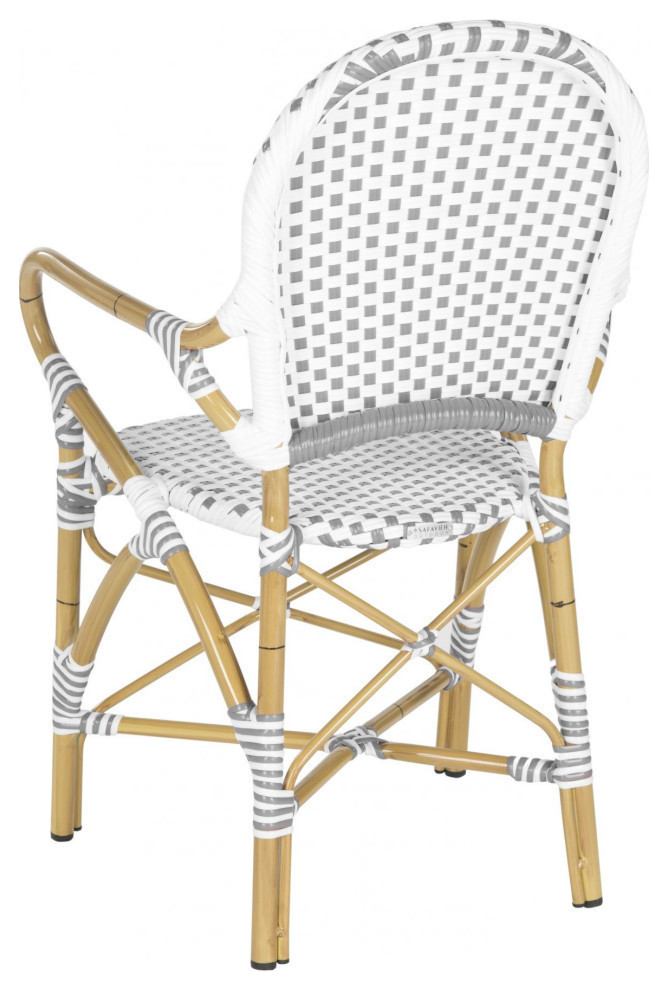 Joanne Indoor/Outdoor Stacking Armchair  Set of 2  Gray/White   Tropical   Outdoor Dining Chairs   by Rustic Home Furniture Deco  Houzz