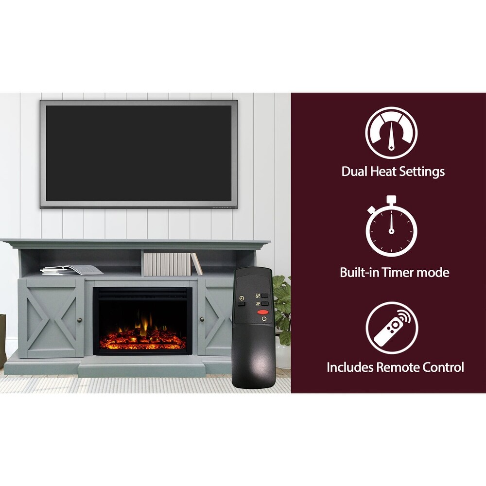 Cambridge Summit Slate Blue 62 in Electric Fireplace/Log Insert Mantel   N/A