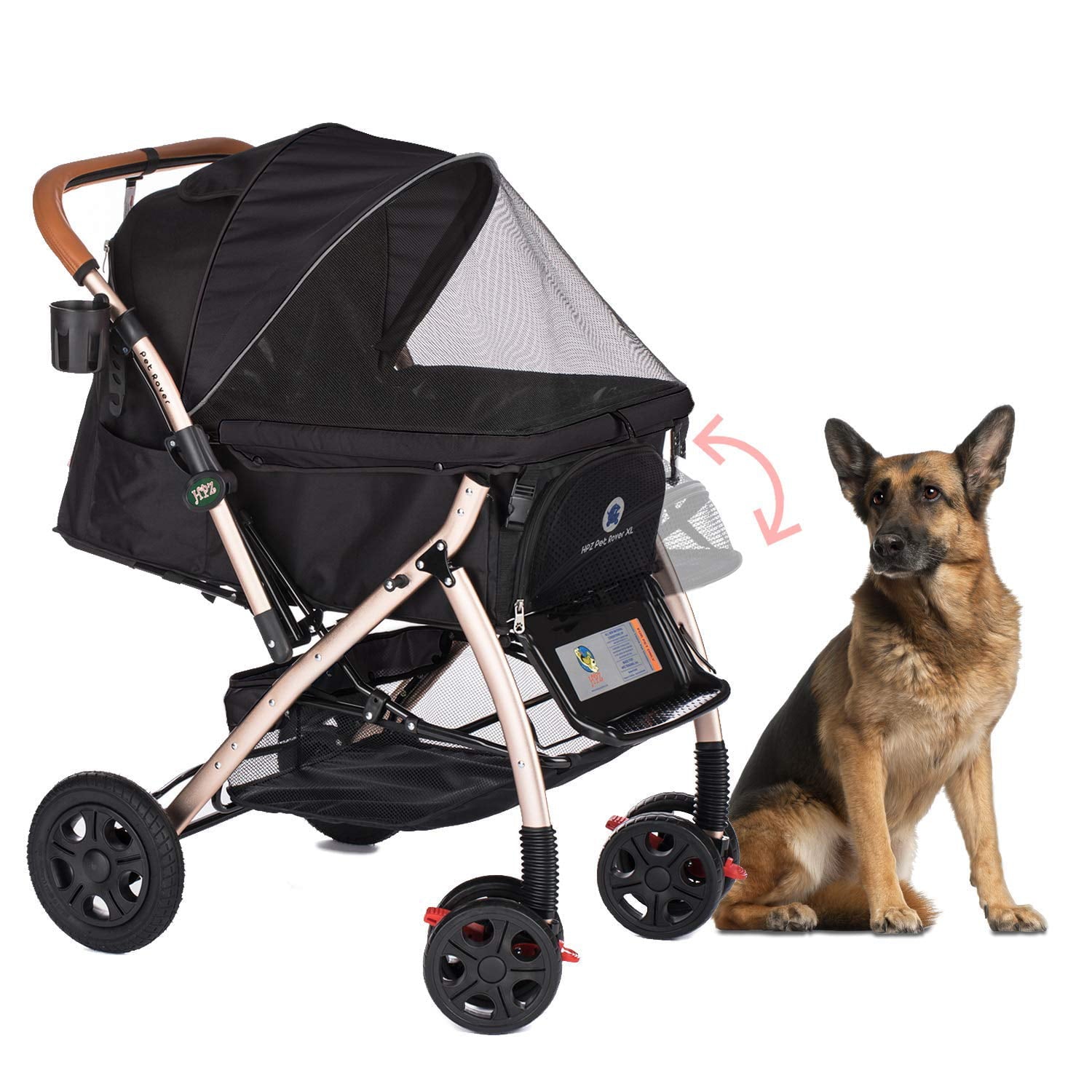 HPZ Rover Premium Heavy Duty Pet Stroller， Black