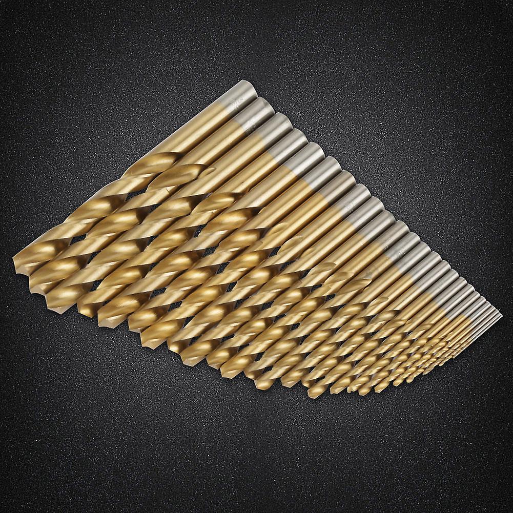 25pcs High Speed Steel Twist Drill Bit 1mm-13mm Drill Bits Straight Shank (Gold)