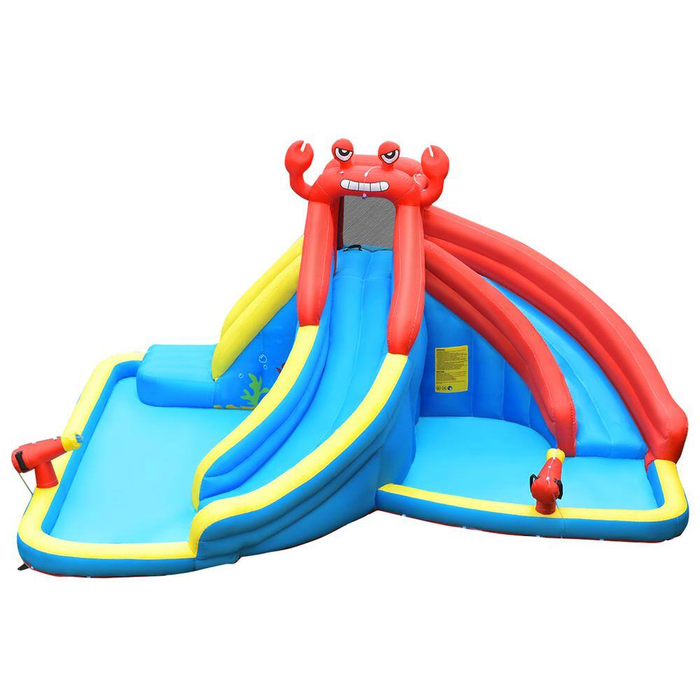 Gymax Inflatable Water Park Bounce House Crab with 2 Slides Climbing Wall Tunnel GYM05212