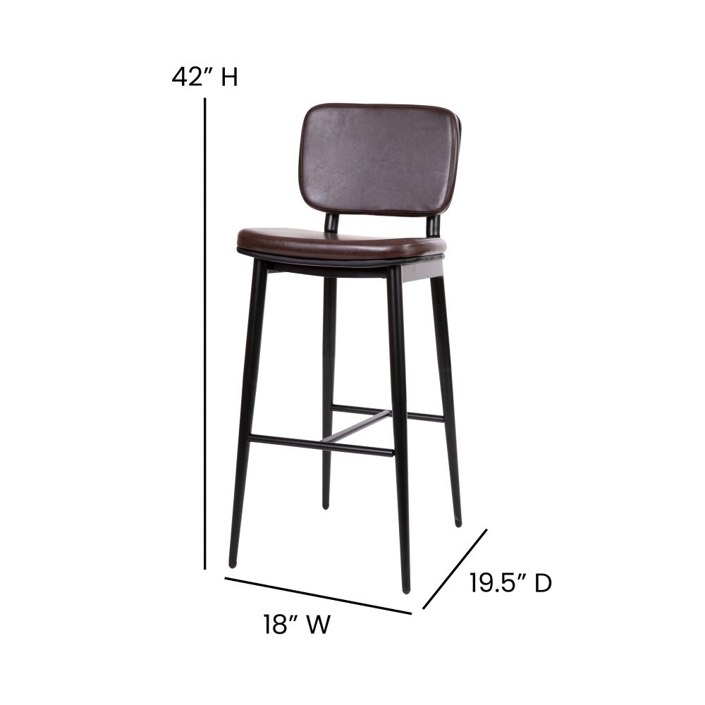 Set of 2 Upholstered Bar Stools with Metal Frames