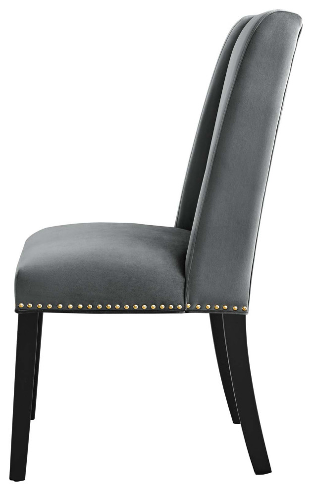 Dining Chair  Nailhead  Set of 2  Black  Velvet  Modern  Bistro Hospitality   Transitional   Dining Chairs   by House Bound  Houzz