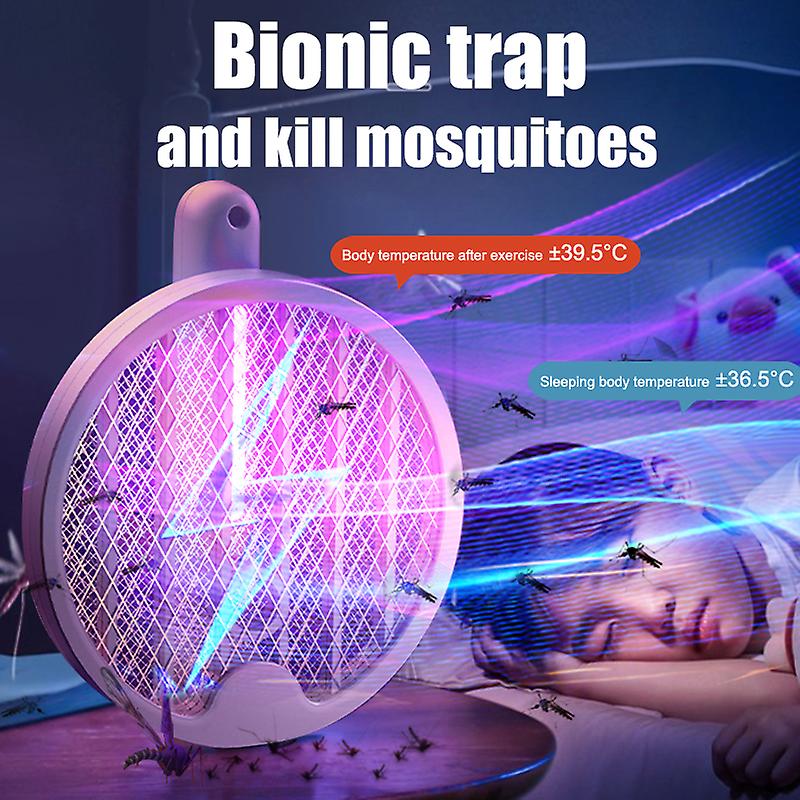 2-in-1 Foldable Mosquito Racket Electric Mosquito Killer Lamp Usb Rechargeable Mosquito Swatter Bug Zapper Matamoscas Electrico