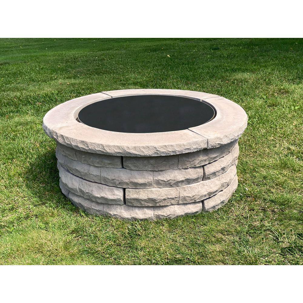 Nantucket Pavers Ledgestone 47 in. x 18 in. Round Concrete Wood Fuel Fire Pit Ring Kit Brown 72013