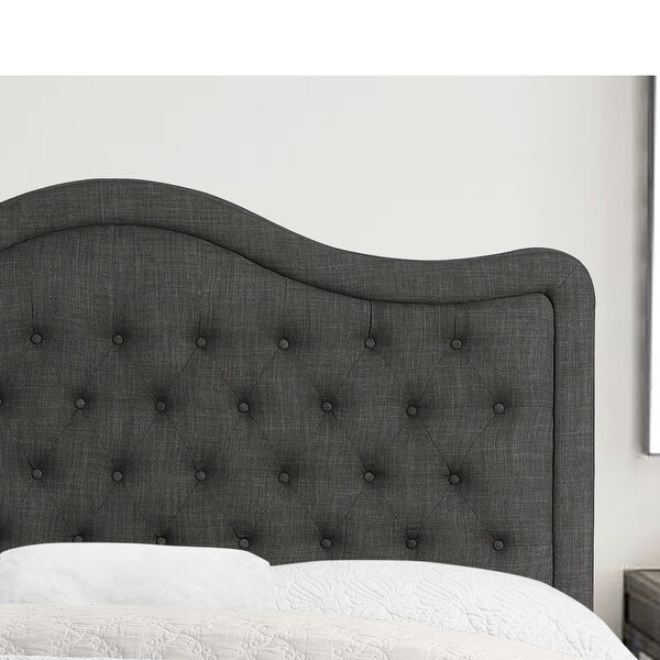 Moser Bay Furniture Adella Queen Size Linen Charcoal Waved Top Upholstery Headboard - - 10274142