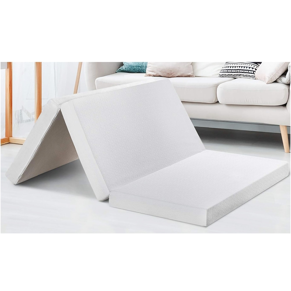 Full Size Tri Fold Folding Mattress Foam Topper Foldable Bed   4\