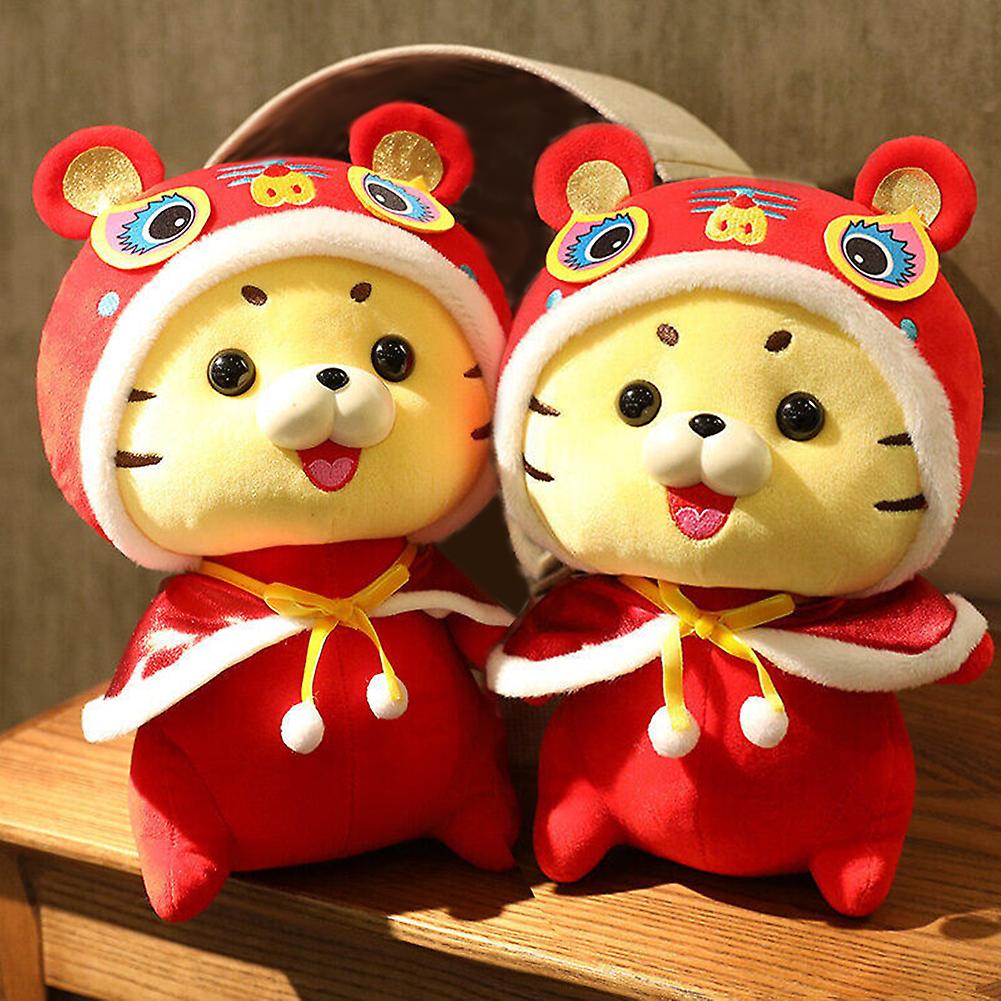 Animal Plush Toys Super Cute Little Tiger Toy National Style Mascot Tiger Doll Cloak Plush Toy Home Decoration Holiday Gift