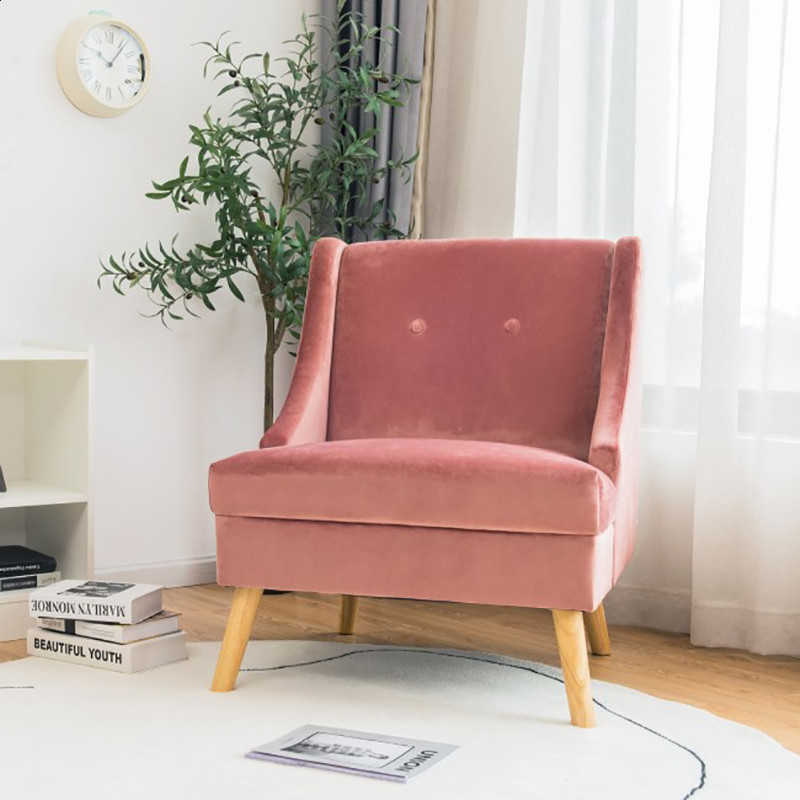 Velvet Accent Chair With Rubber Wood Legs and Padded Seat   Midcentury   Armchairs And Accent Chairs   by Miron Demid LLC  Houzz