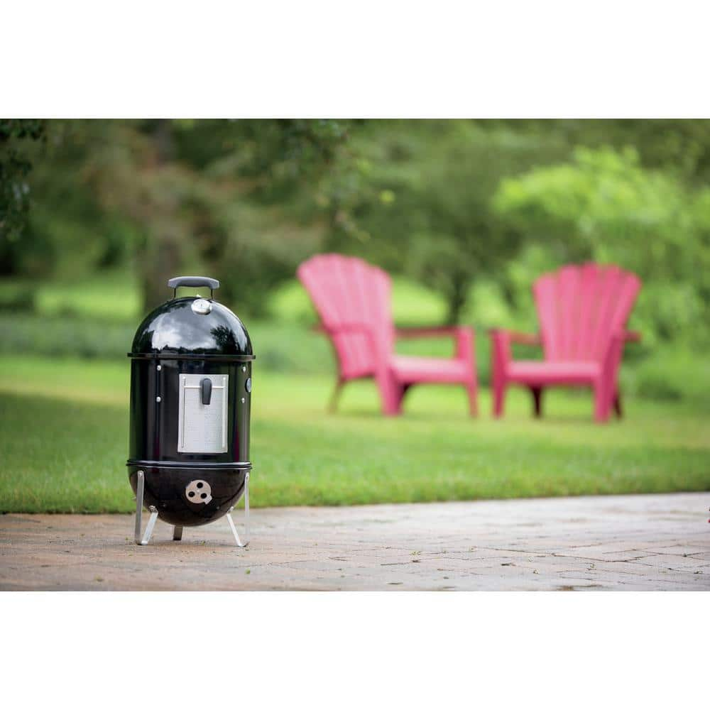 Weber 14 in. Smokey Mountain Cooker Smoker in Black with Cover and Built-In Thermometer 711001