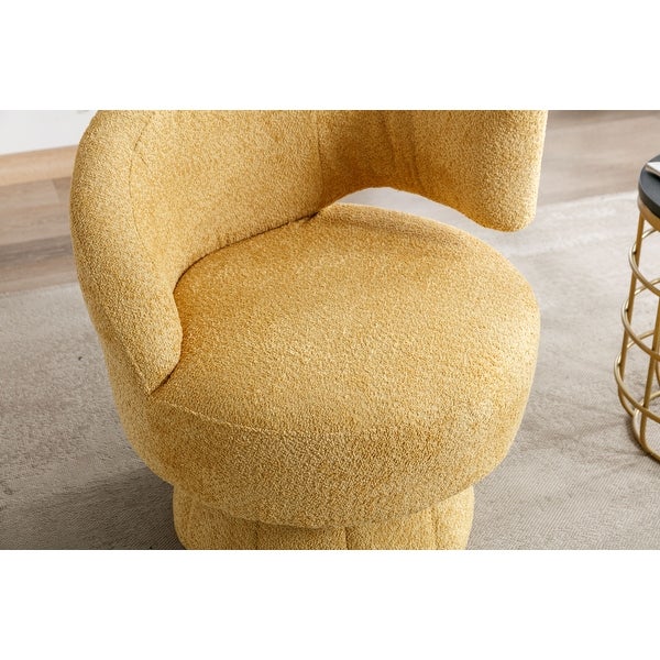 360 Degree Swivel Barrel Accent Chair， Unique Design Chenille Chair， Lazy Single Sofa for Living Room