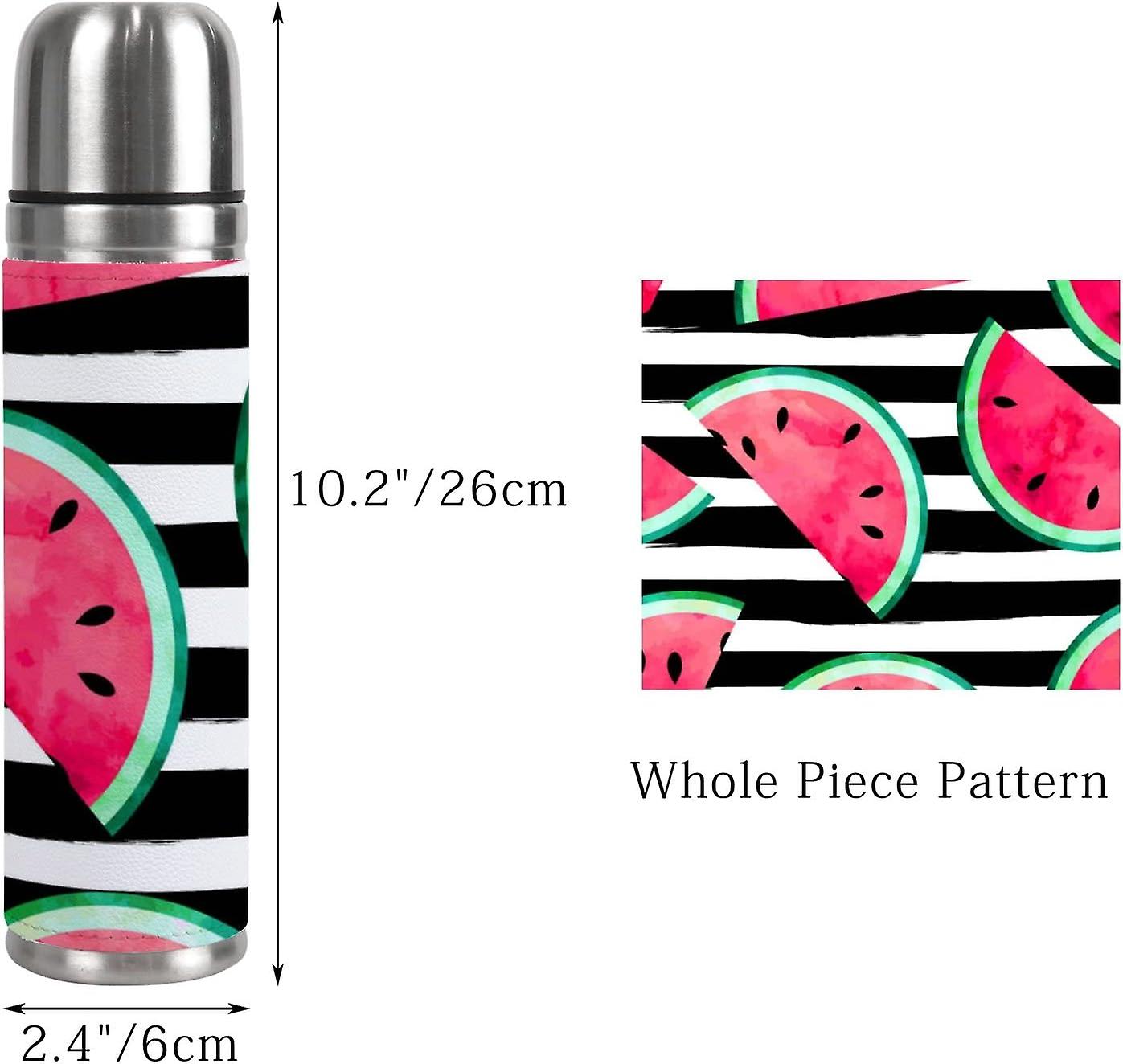 Insulated Mug Stainless Steel Water Bottle Watercolor Paint Watermelon Pieces Vacuum Cup Travel Mug For Office