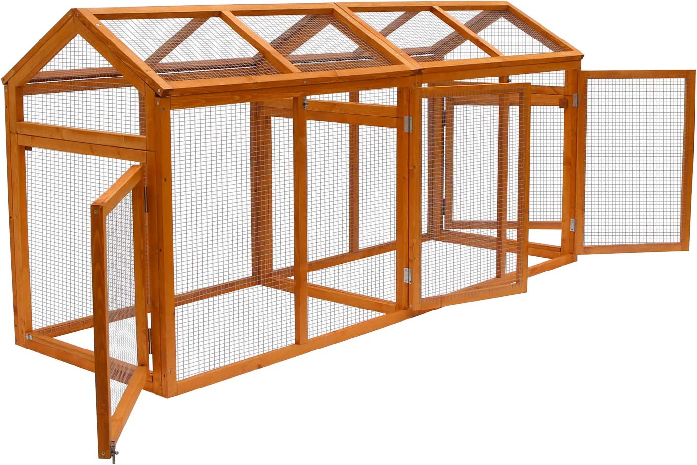 Kinbor Wooden Chicken Coop Outdoor Large Hen House Poultry Cage Rabbit Hutch-2 Runs