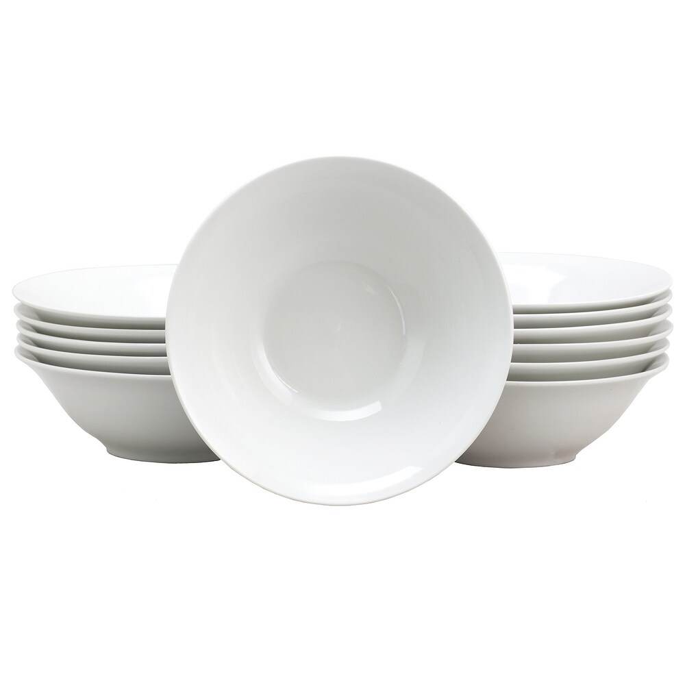 7 Inch Fine Ceramic Bowls 12 Piece Set in Pearl