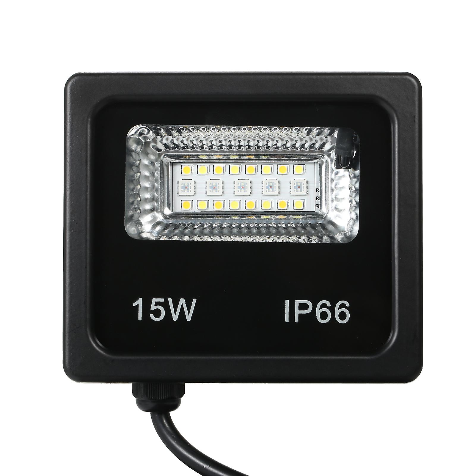 A C85-265v 15w Rgbcw 21leds Flood Light Outdoor Lamp Ip66 Water Resistance With Controller/ Supported Phones App Control/ Group Controlling/ Timer/ Di