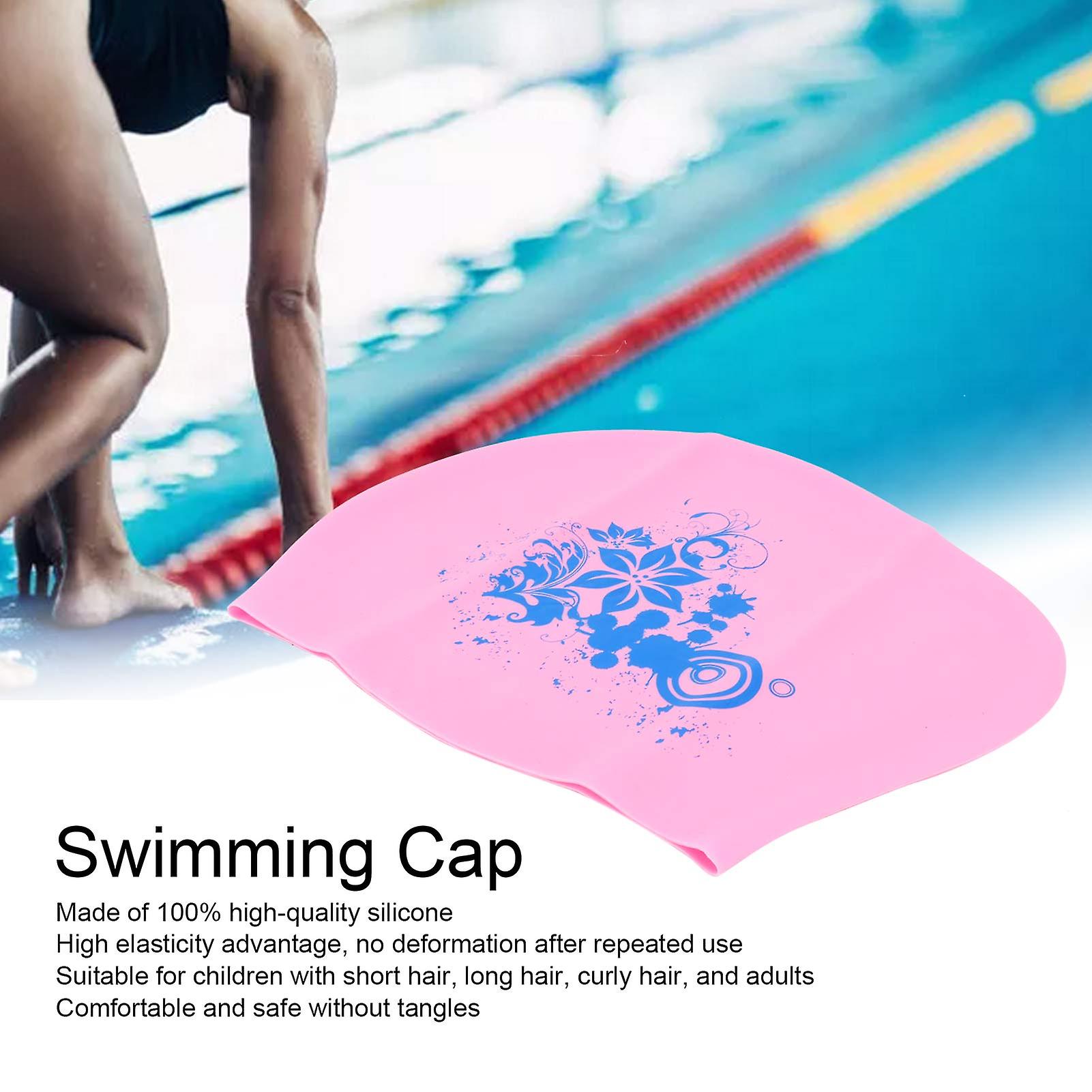 Silicone Swimming Cap，printing Waterproof Shower Cap，high Elasticity Thick Swim Hats，ear Protection Durable Silicone Swim Cap，bathing Caps For Swimmin