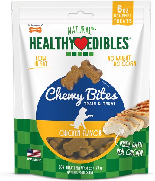 Nylabone Healthy Edibles Chewy Bites Chicken Flavor Dog Training Treats， 6-oz bag