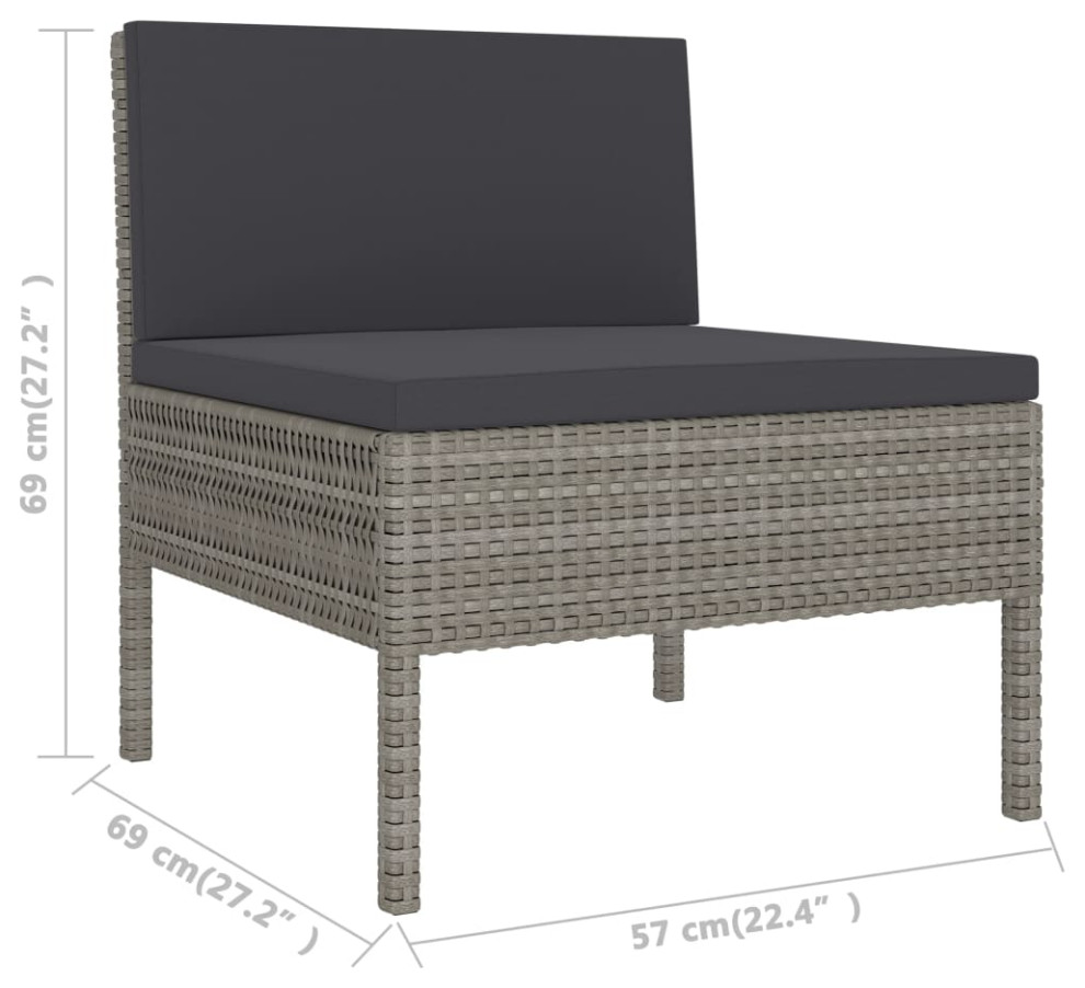 vidaXL Patio Lounge Set with Cushions 8 Pieces Poly Rattan Black Seat Yard   Tropical   Outdoor Sofas   by vidaXL LLC  Houzz