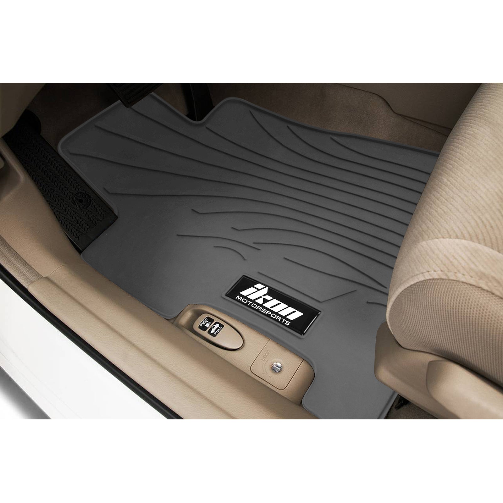 Ikon Motorsports Floor Mats Compatible with 06-11 Honda Civic 2/4 Door Gray Latex All Weather Carpet IKON Style Front Rear