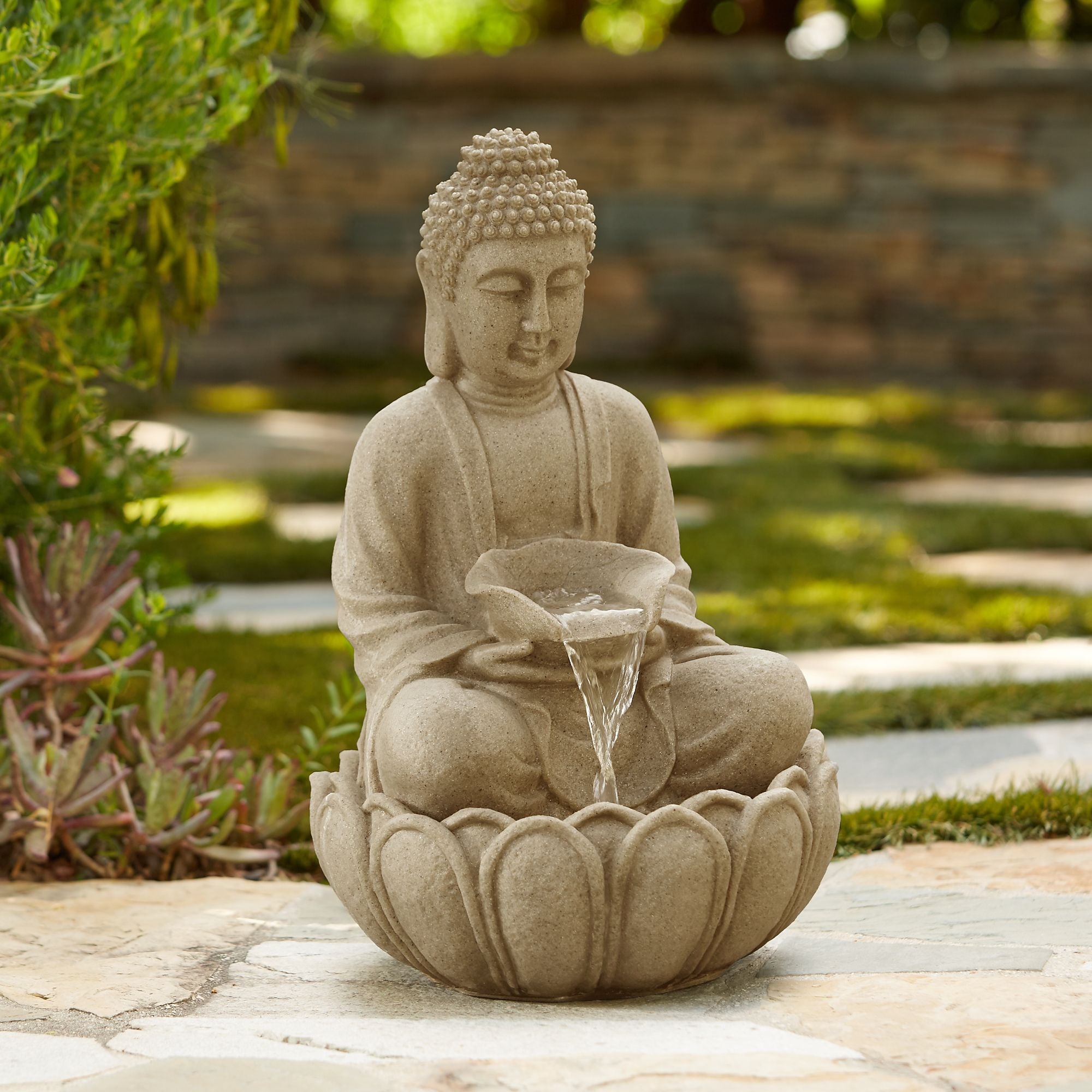 John Timberland Buddha Zen Outdoor Water Fountain with Light LED 22