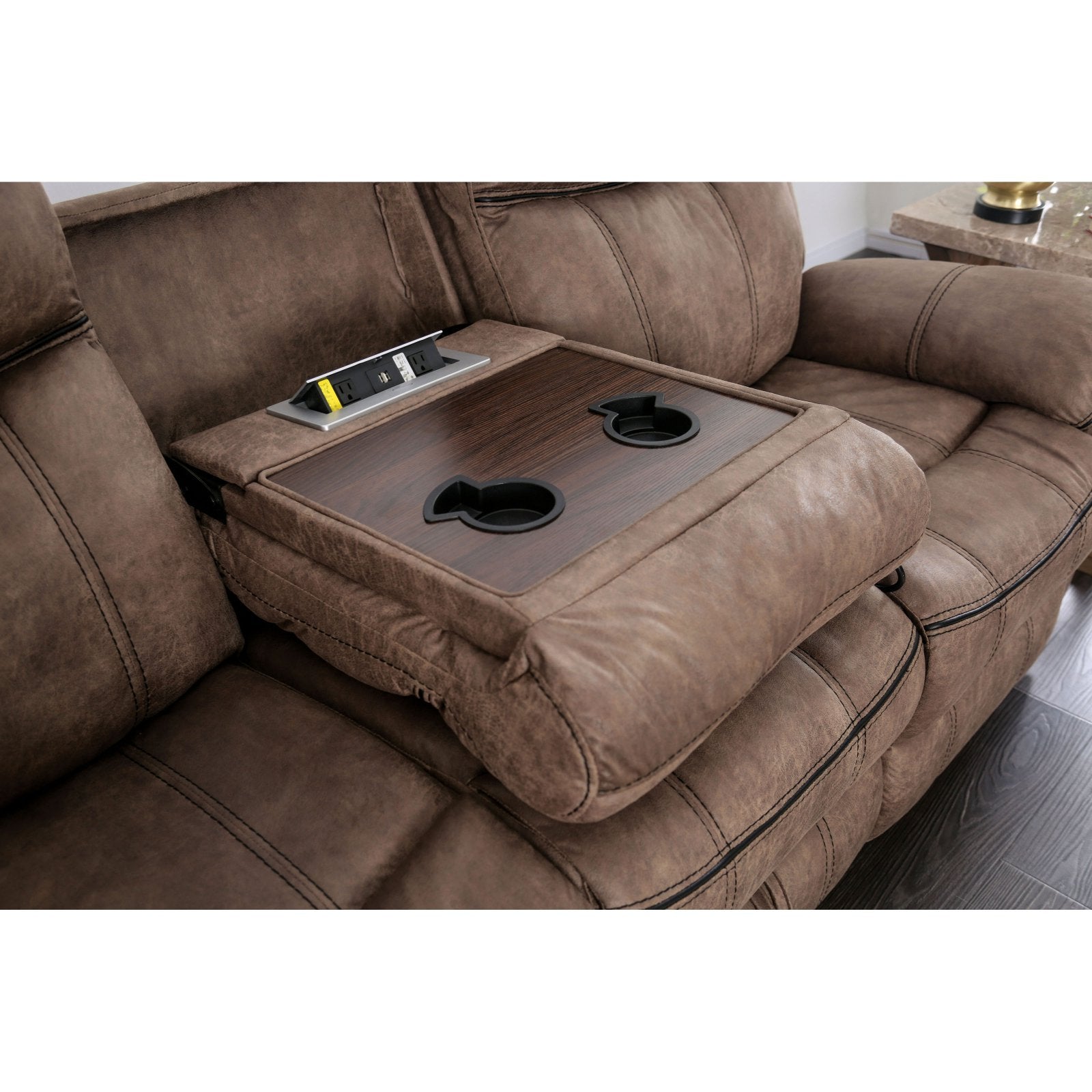 Furniture of America Frankenbon 2 Piece Reclining Sofa Set with USB