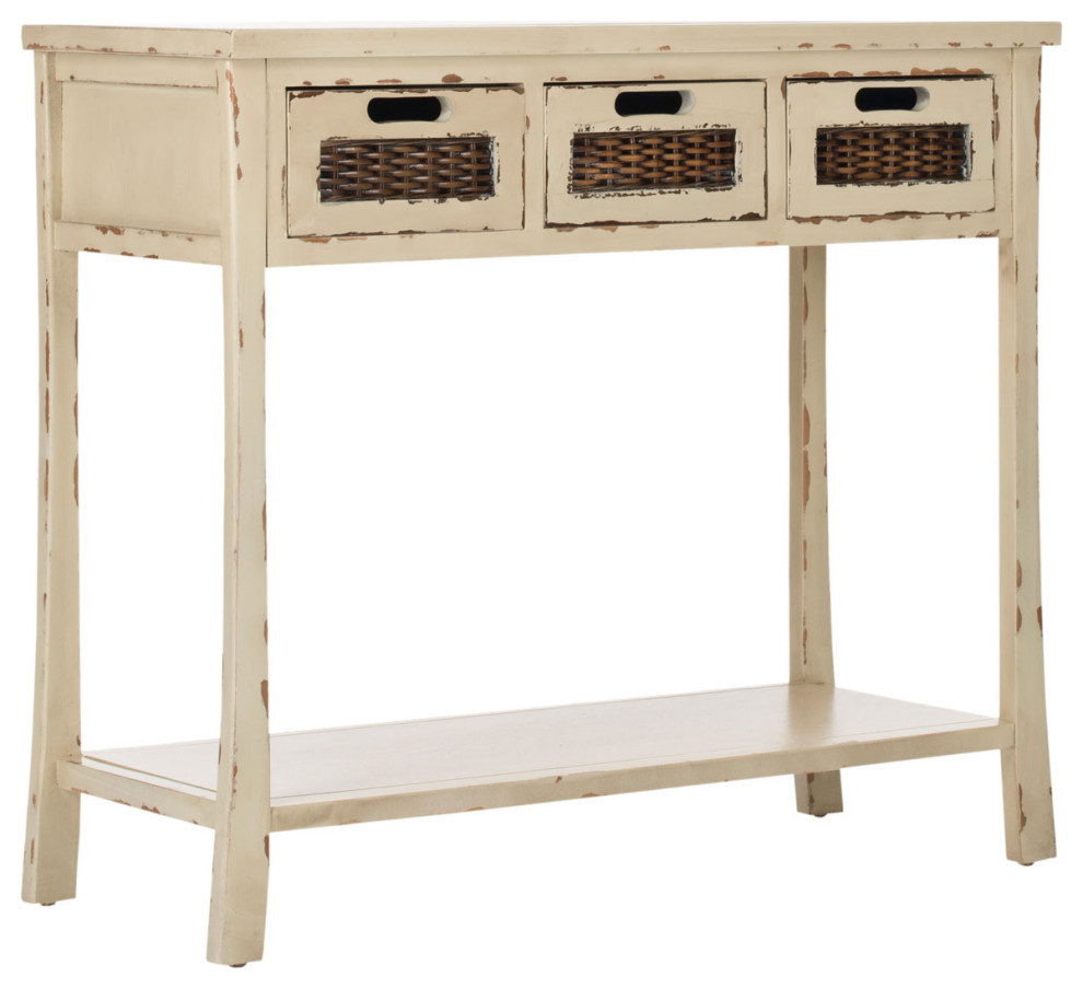 Mattie 3 Drawer Console Vintage Cream   Farmhouse   Console Tables   by V.S.D Furniture  Houzz