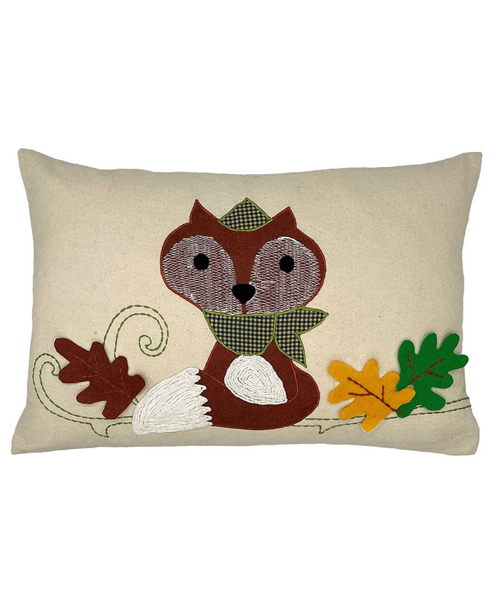 Mod Lifestyles Applique Felt Fox Lumbar Pillow， 13 x 20