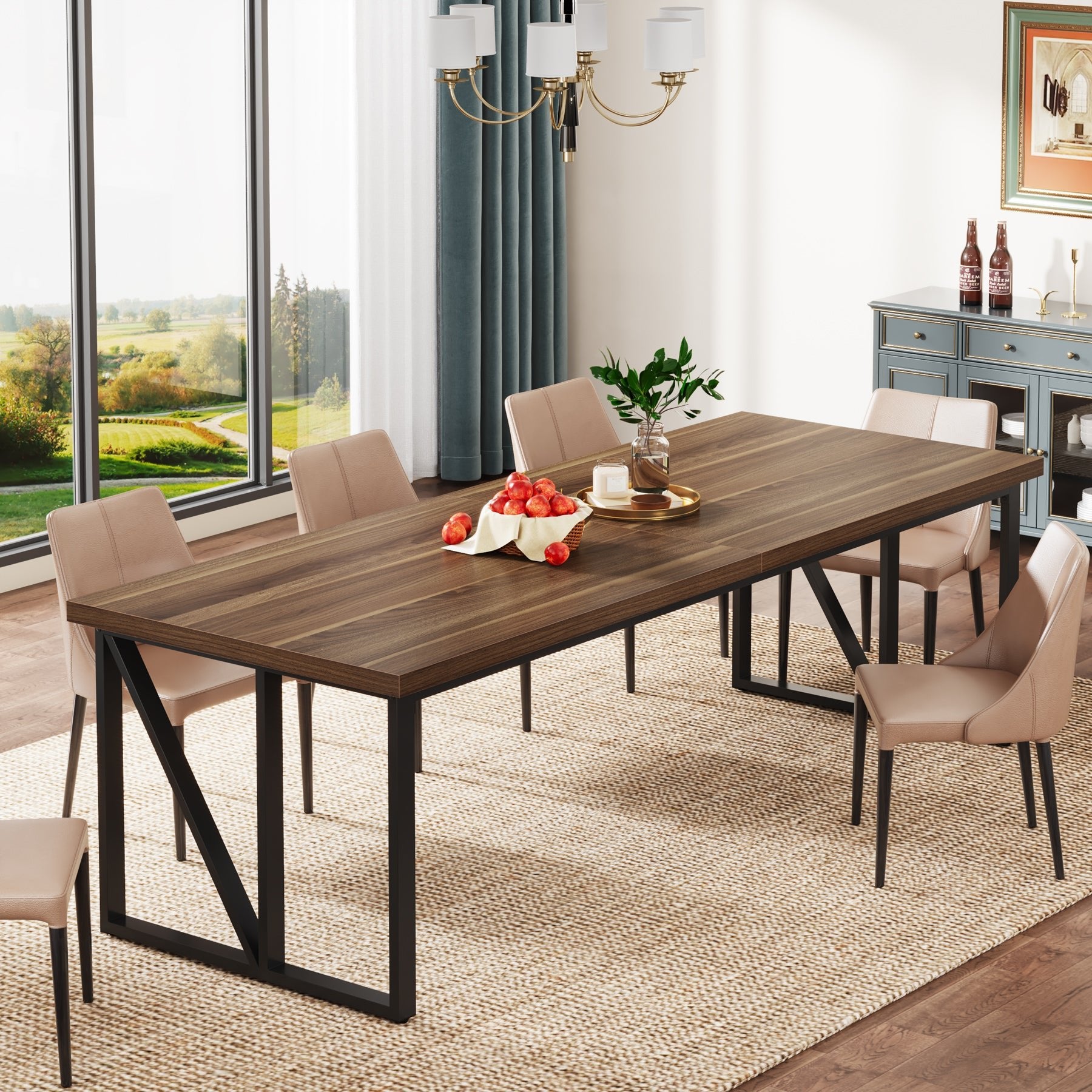 78.74 Dining Table, Rectangular Kitchen Table for 8-10 People