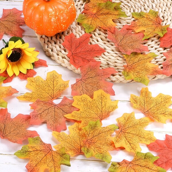 200Pcs Artificial Maple Leaves，Fake Fall Leaves Faux Autumn Leaf Fall