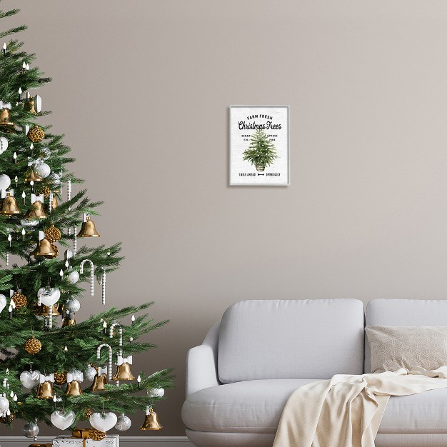 Stupell Industries Farm Fresh Fir amp Pine Christmas Advertisement Sign Black Framed Giclee Art