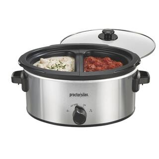 Proctor Silex 6 qt. Silver Slow Cooker with Double Dish 33563